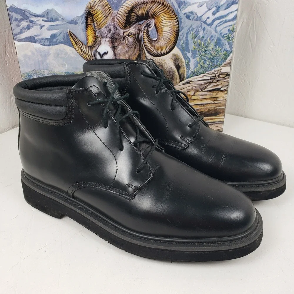 Rocky Mens 9.5 M Chukka Leather Boots Black Non-Gloss Polishable FQ00501-8